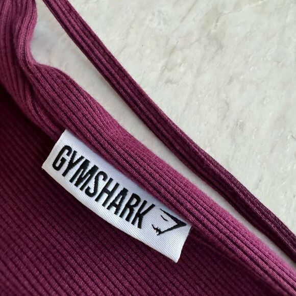GYMSHARK Slounge Ribbon Bottoms Dark Ruby Marl Tie Waist Ribbed Soft Legging M - Picture 8 of 11